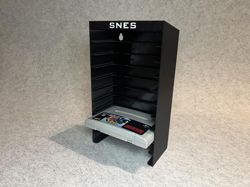 Wall stand holder for 10 SNES games cartridges (Super Nintendo)