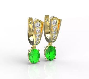 110730 E cl V form earrings with Oval