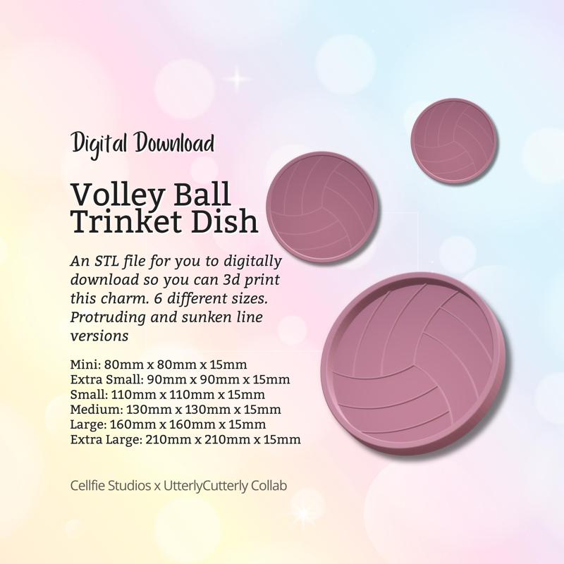 Volley Ball Trinket Dish STL File - Digital Download -6 Sizes- Homeware, Boho Modern Design