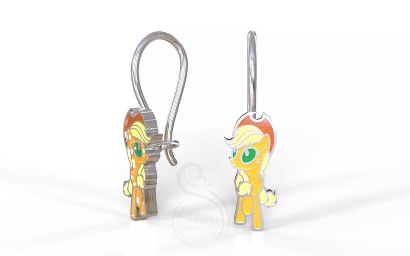 Applejack pony kid earrings