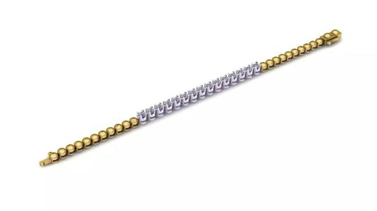Latest Dual Tone Ball N Diamond Bracelet