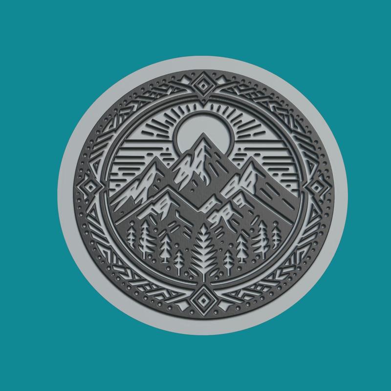 Mountain Medallion Mountain 3d Print Model