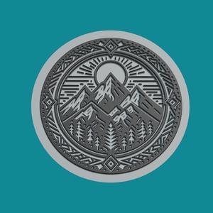 Mountain Medallion Mountain 3d Print Model