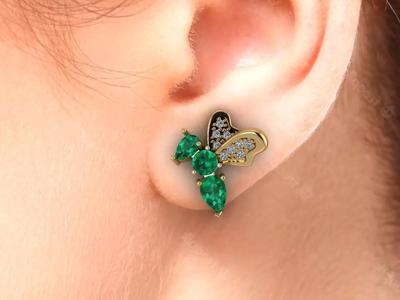 Bee earrings with gemstones