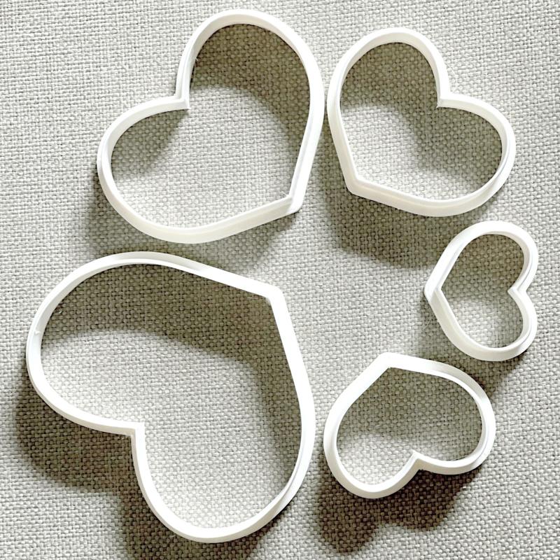 Heart Cookie Cutter, Heart Shape, Heart Polymer Clay Cutter, 5 sizes, irregular shape