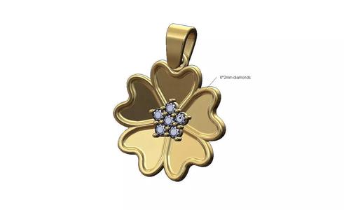 Curved japanese cherry blossom diamond cluster flower pendant