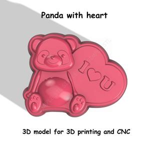 Panda with heart Stl File