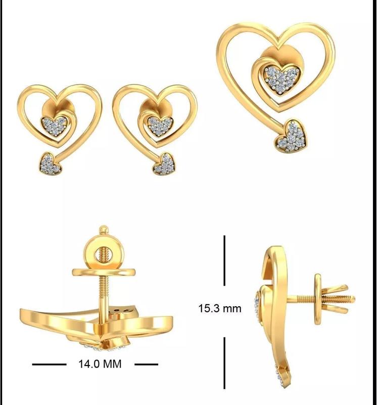 Solitaire Heart Earrings