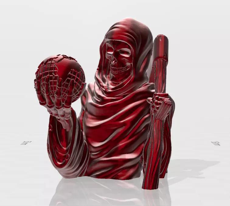 The Grim Reaper holding earth