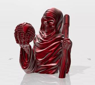 The Grim Reaper holding earth