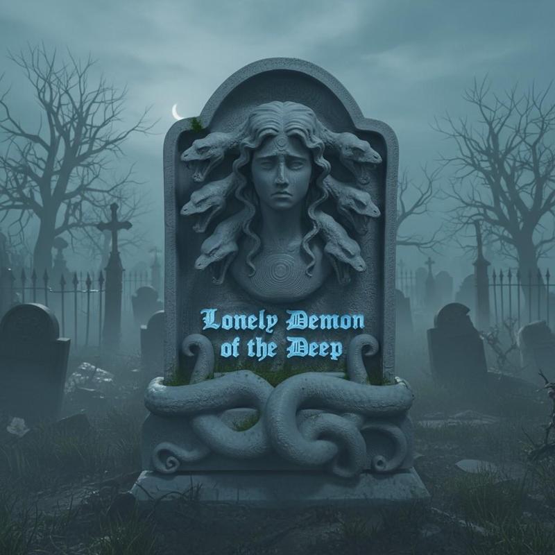 Lonely Demon of the Deep – Gothic Grave Relief STL | Tragic Scylla Inspired Tombstone 3D Print