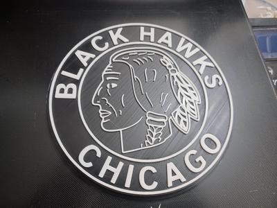 Retro Chicago Black Hawks Wall Plaque