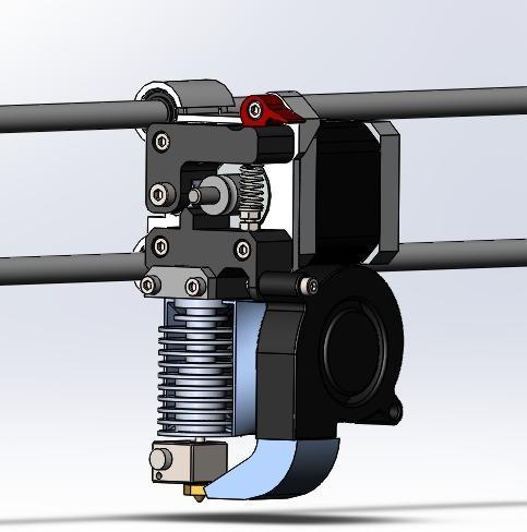 Prusa i3 Direct Extruder with X carriage for E3D hotend, full cooling.