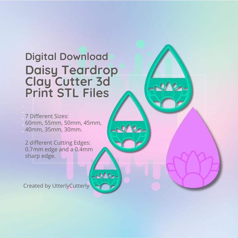 Daisy Clay Cutter - STL Digital File Download- 7 sizes and 2 Cutter Versions