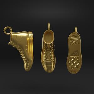 3D Printable Converse Sneakers Pendant | Gold & Silver Fashion Jewelry Necklace