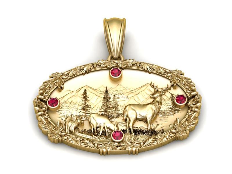 Wilderness Elk Scene Pendant