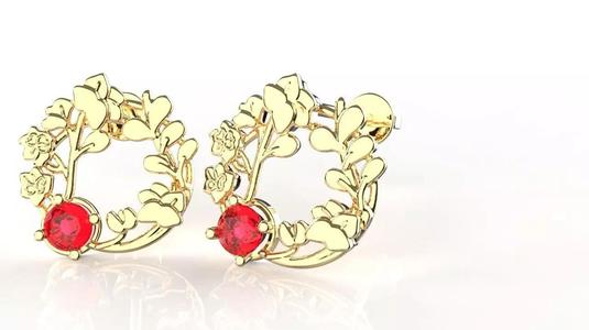 Birthflower Circle Stud Earring July