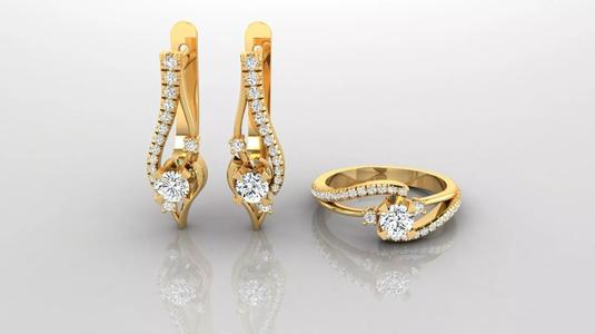 C1 Luxurious collection of women with gold jewelry ring earring