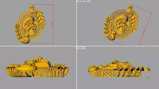 Radha Krishna Peacock Pendant 3D Model