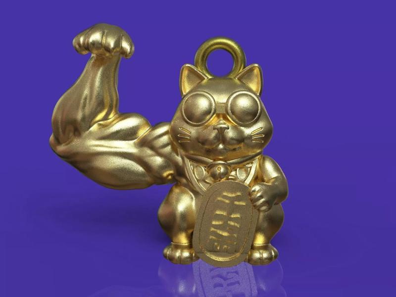 maneki neko beckoning funny cat pendant  3d print