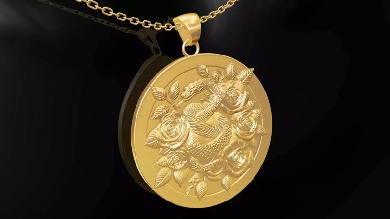 Snake Roses gold pendant jewelry