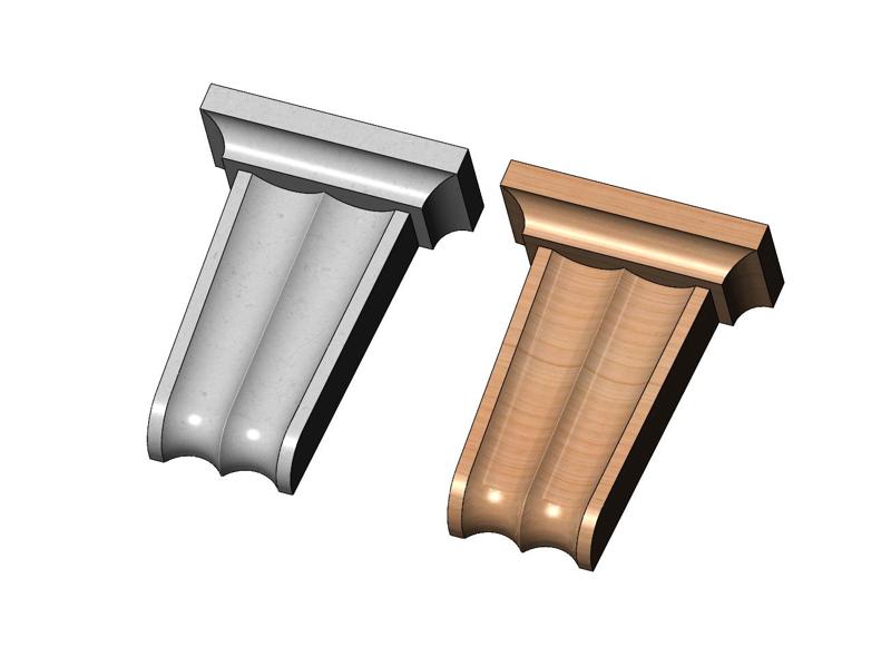 Carved flutes tapered Colonial decorative corbel and bracket 3D print model