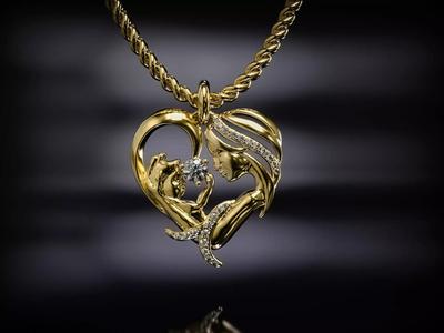 Mother and child heart pendant