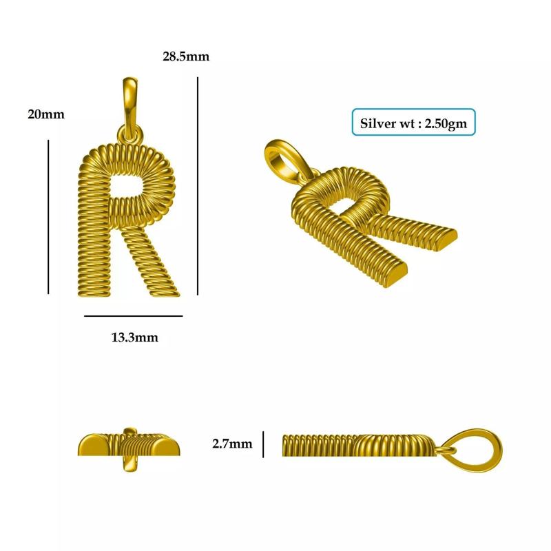 R Pendant gold plated letter charm