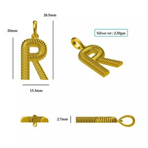 R Pendant gold plated letter charm