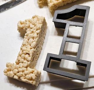 Stronger "1" cookie cutter for marshmallow Rice Krispie treats