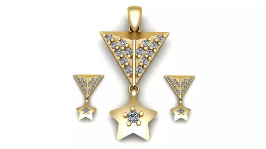 Stylish Traingle staar Pendant And Earring 3d Printable Model