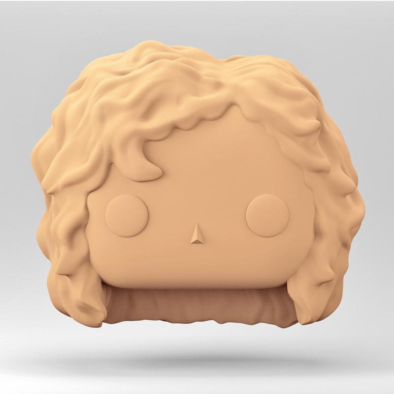 A female head in a POP style. Curly hair. WH_9-3
