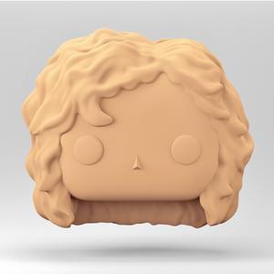 A female head in a POP style. Curly hair. WH_9-3