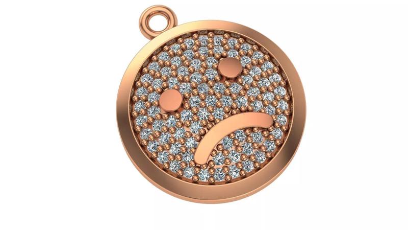 Unhappy face emoji charm necklace pendant