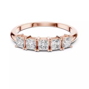 5 Princess Diamond Band Ring 3dm stl renders animation videos