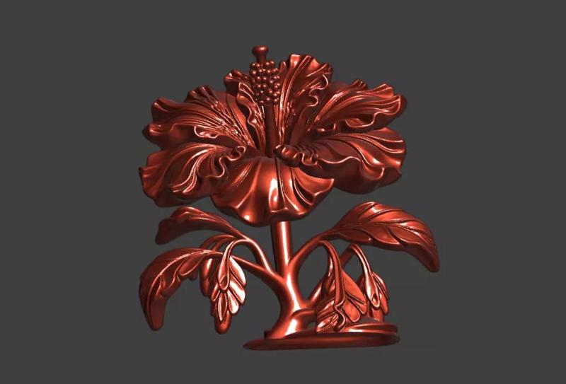 Hibiscus flower sculpture 3D model of Hibiscus flower