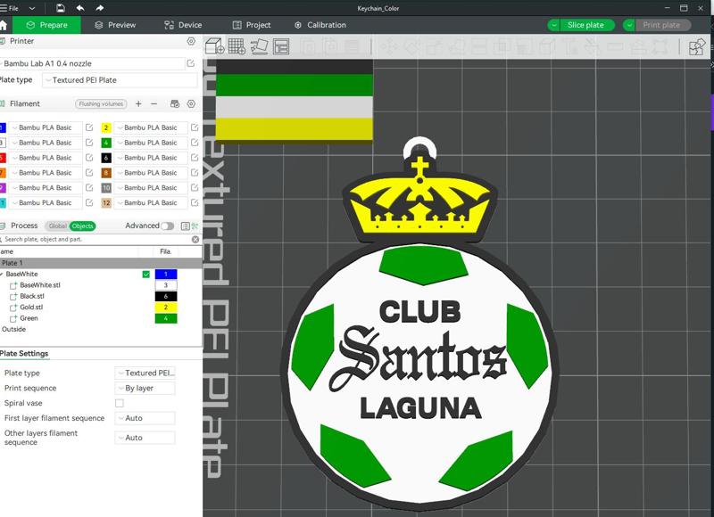 Liga MX Santos Laguna keychain badge color printable