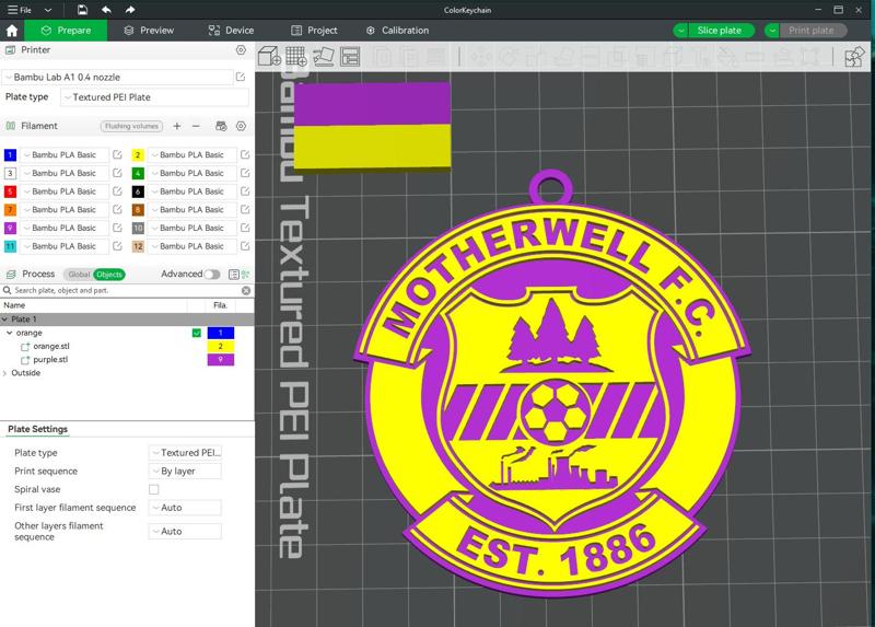 SPFL Motherwell FC keychain badge color printable