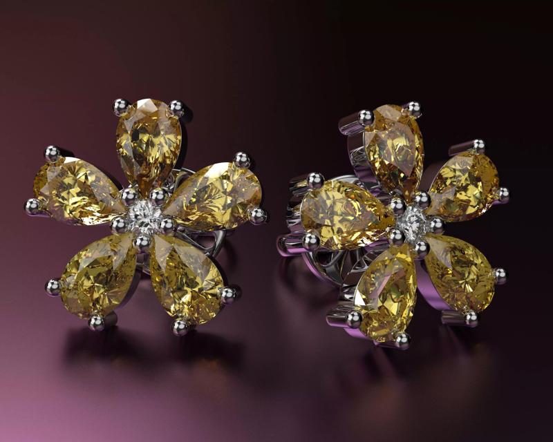 Floral Stud Earring Set 3D Printable Jewelry Models 2 Sizes