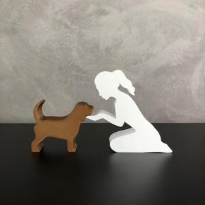 Girl and her Beagle(tied hair) for 3D printer or laser cut