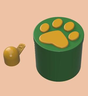 Paw print container with spoon - Paw print container with dosifier spoon