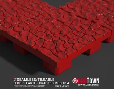 Floor - Earth - Cracked Mud 13.4 (ROUGH/DEEP) - 3D Modular Dungeon Tile - DnD Town Minis (www.dnd.town)