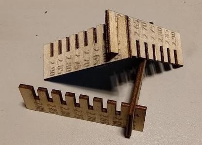 Lasercut test pattern for 2,7mm to 3mm plywood joint