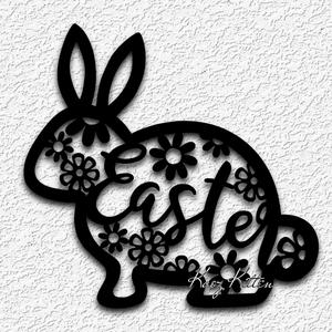 EASTER BUNNY FLOWERS WALL ART GARDEN RABBIT HOME DECOR