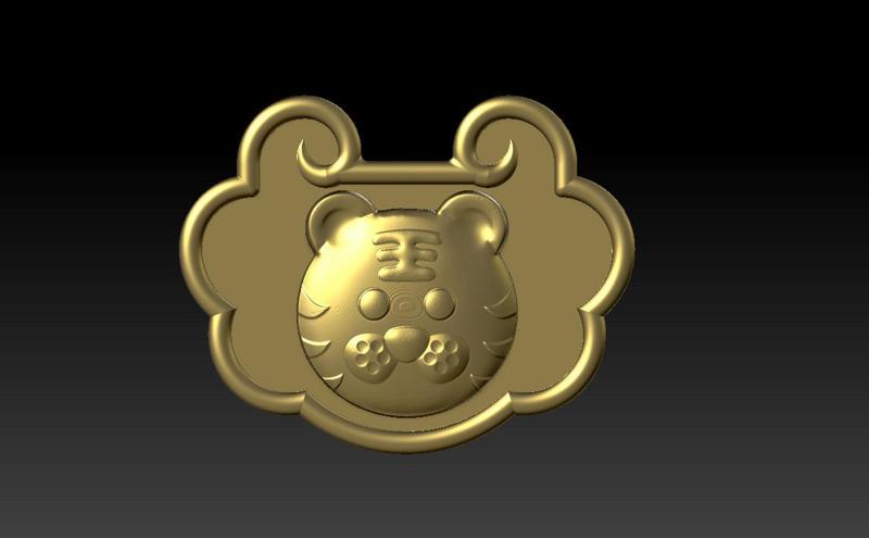 Zodiac Animal Head-Peace Lock-Long Life Lock   3 Tiger