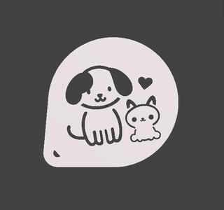 Free Cute Dog and Cat friends stencil