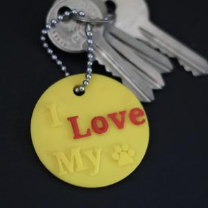 I love my Dog keychain. Stl file for 3d printing (print in place).