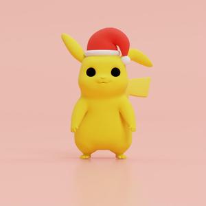 christmas Pikachu figure with santa hat