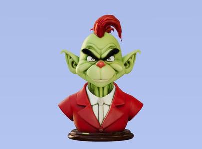 Grinch Bust 3D Model – Classic Christmas Character for Festive 3D Printing