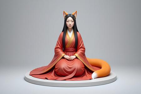1540 COLORFUL Fox Spirit Woman in Pu Song Ling Style, magic, dragon, fantasy, wood, gnome, gorgon, warrior, wild, fox, monster, cat, dog, fair, witch, werewolf, horror, beast, gothic, troll